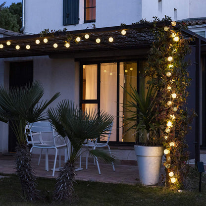 GuirLED - Outdoor garland with LED light balls Guinguette - Waterproof IP65 - High efficiency solar panel - Automatic ON/OFF - 16 balls 3m - Forest
