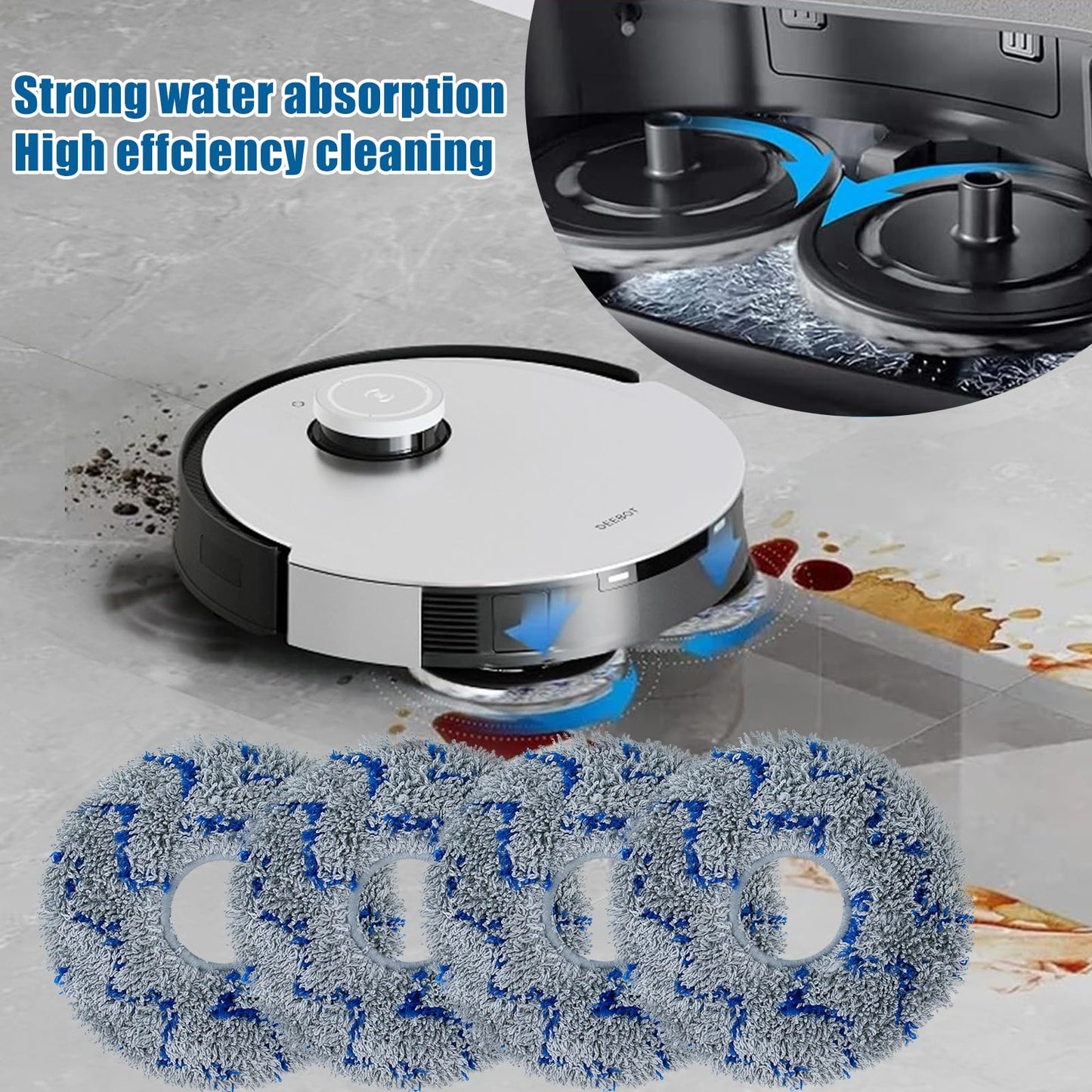 18-piece replacement accessory set for Ecovacs Deebot X1 OMNI/ X1 e OMNI/ X1 Turbo robot vacuum parts, including 1 main brush, 6 side brushes, 3 Hepa filters, 4 mopping cloths, and 4 dust bags.