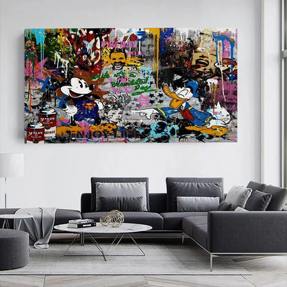 Magic Canvas Art Mickey Mouse Donald Duck Pop Art canvas picture 1-piece High-quality art print wall art - B8351, Material: canvas, Size: 120x80 cm