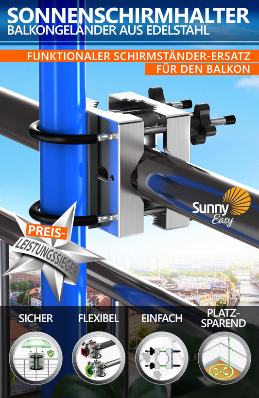 4smile metal sunshade holder, balcony umbrella mounting stainless steel flexible balcony bracket.