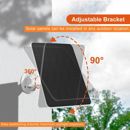 6W solar panel for Ring camera, compatible with Ring solar panels, Ring camera solar panel compatible with Ring Spotlight Cam Battery & Ring Stick Up Cam Battery with barrel plug 3m charging cable IP65 5V solar charger