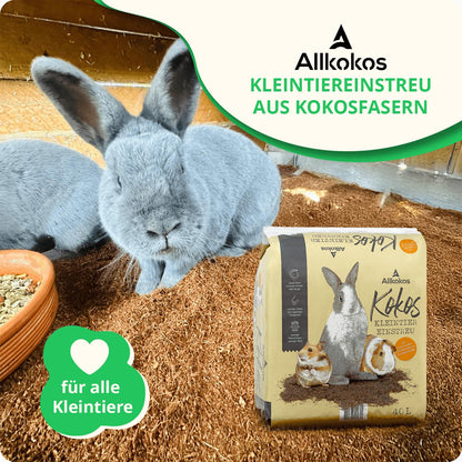 Allcoconut bedding made from 100% coconut fibers - dust-free, odor-absorbing, and gentle on paws - perfect as bedding for hamsters, rabbits, guinea pigs, and more. (3x40 liters)