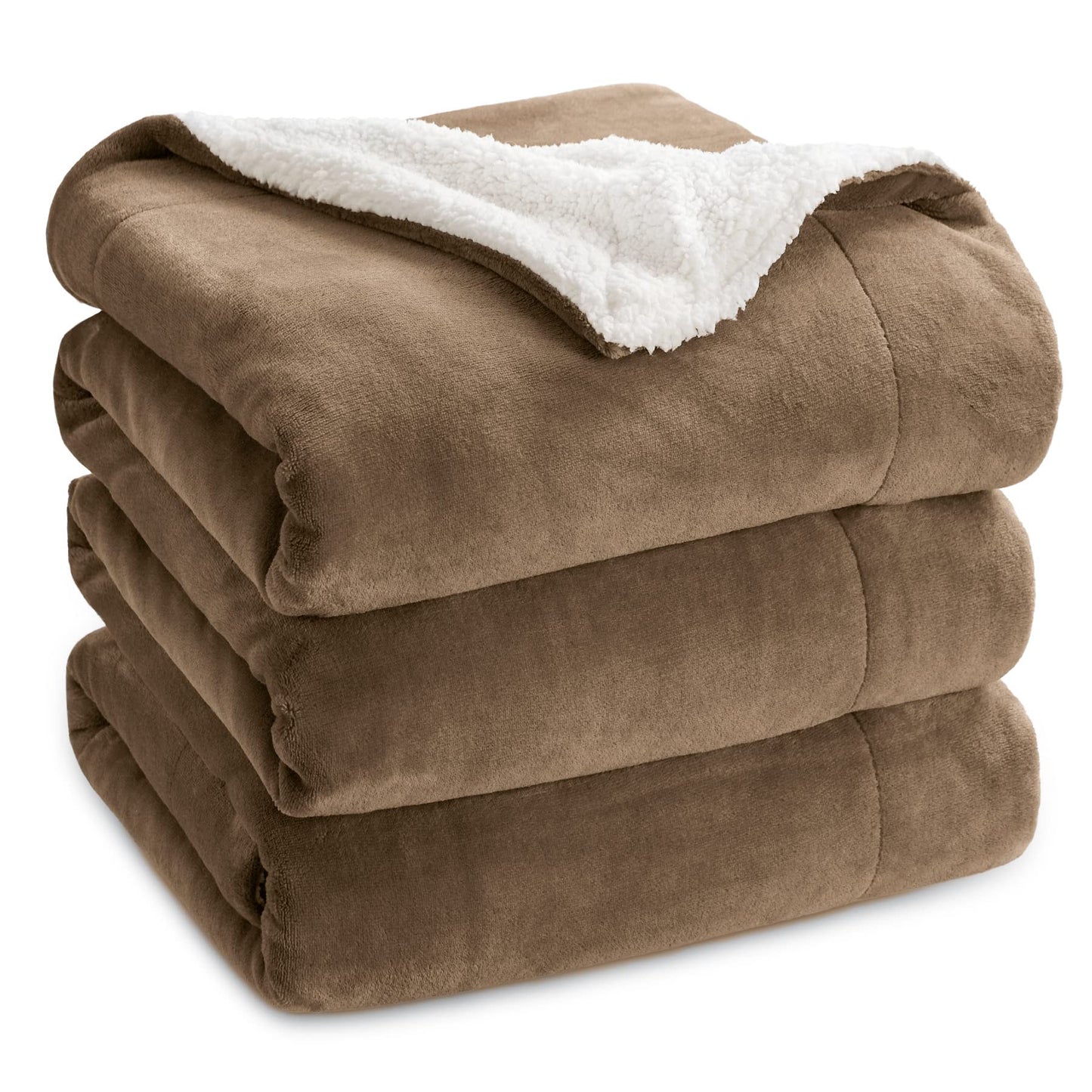 BEDSURE Sherpa Fleece Blanket - Warm Cozy Sofa Throw Blanket, Thick Couch Blanket, Plush Living Room Blanket for Couch, Camel, 220x240 cm, XXL