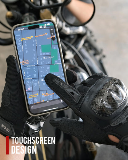 IRON JIA'S Motorcycle Gloves Men Summer Hard Shell Carbon Fiber Breathable Touchscreen Soft for Riding Climbing Hiking Green-M