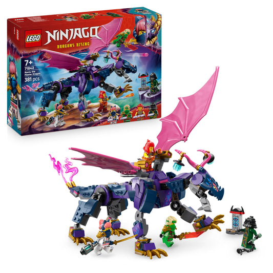 LEGO NINJAGO Master Dragon Rontu - Moving dragon figure with shooters - 4 minifigures, including Lloyd, Sora & Wyldfyre - Ninja toy for kids - Gift for boys aged 7 and up - 71842