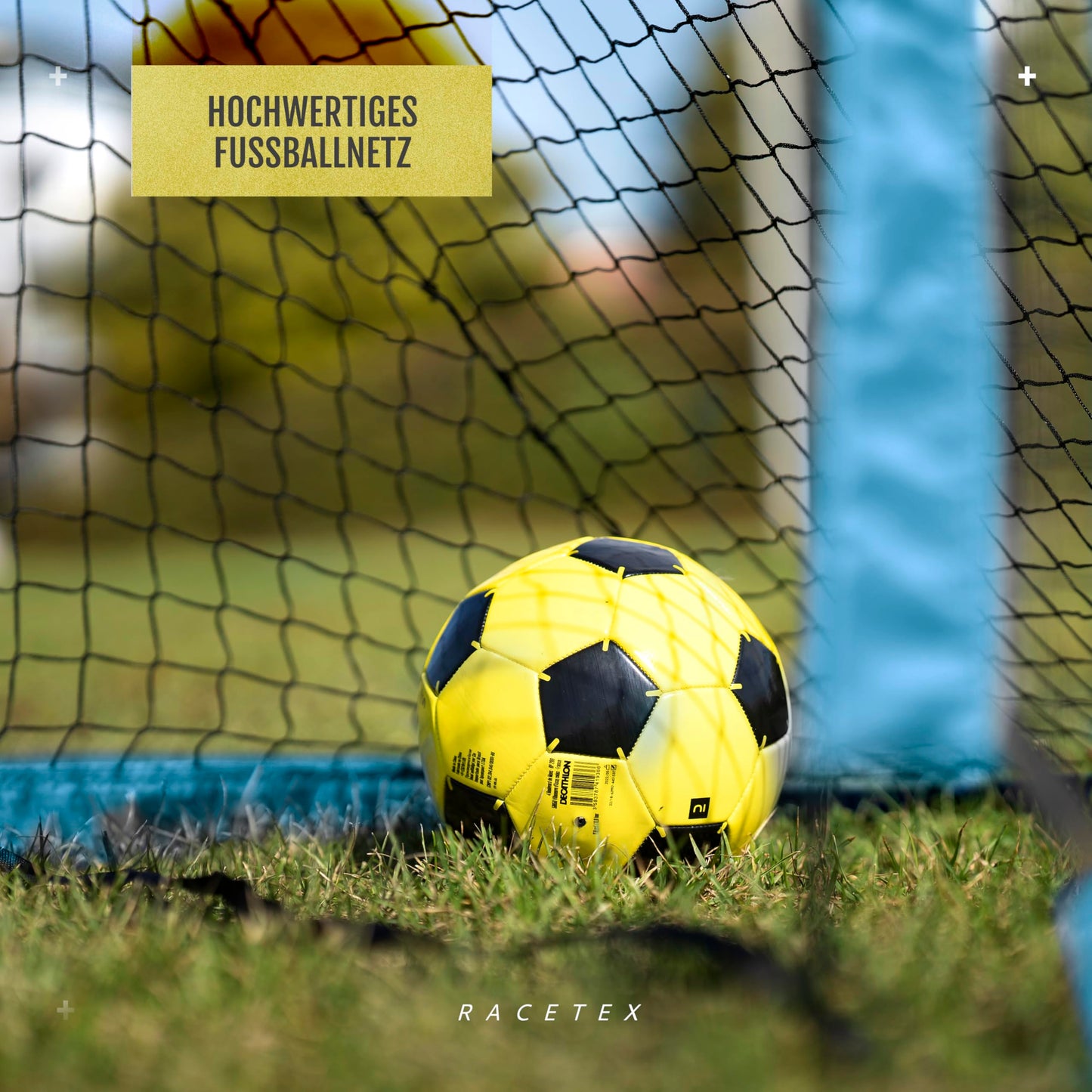 Racetex 2-piece soccer goal set for kids - soccer goals including handy carrying bag - version with reinforced fiberglass poles - soccer goals for the garden or park.