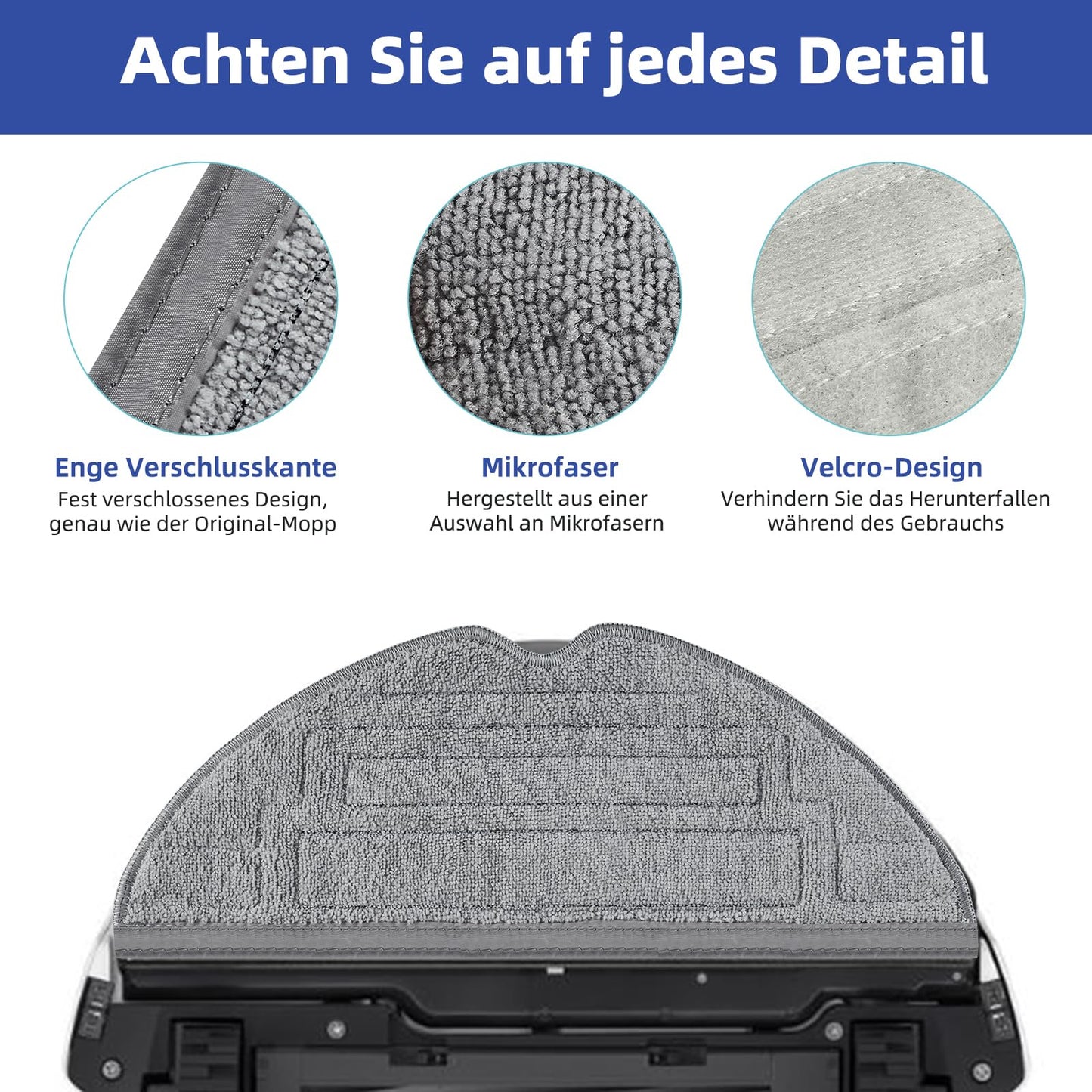 8 pieces of cloths for Roborock S8 Pro Ultra robot vacuum, Silver Ion Microfiber VibraRise 2.0 cloth accessory (blue-gray)