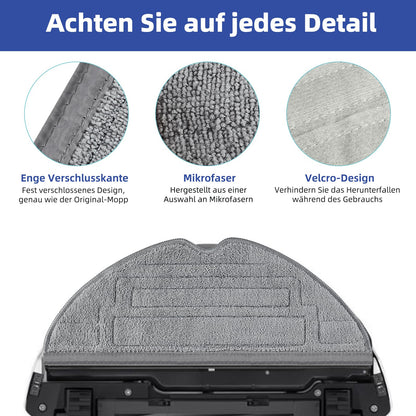 8 pieces of cloths for Roborock S8 Pro Ultra robot vacuum, Silver Ion Microfiber VibraRise 2.0 cloth accessory (blue-gray)