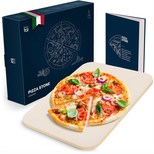 Blumtal Pizza Stone for Oven & Grill - Rectangular, made of cordierite stone up to 900°C - Pizza stone for bread & pizza.