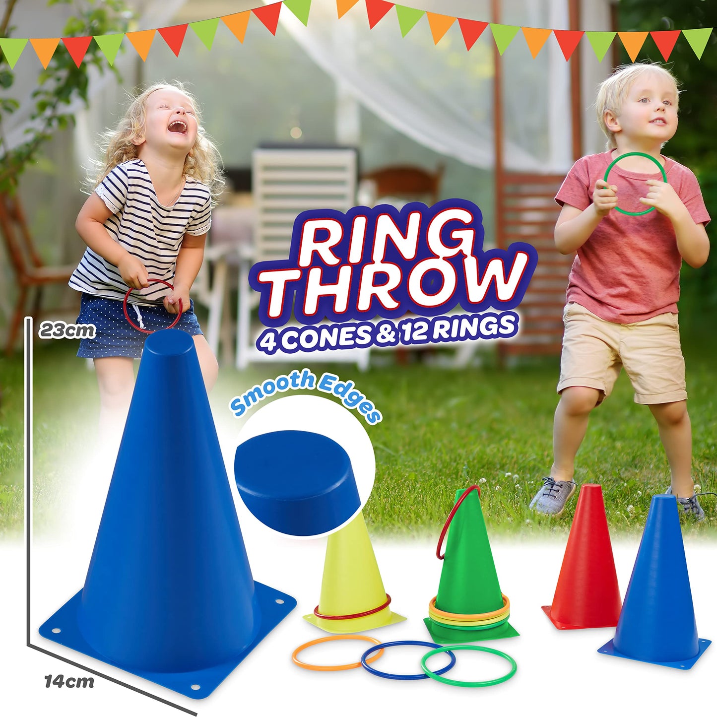 CreativePower outdoor games for kids set birthday party games for outside party tossing games garden games egg race sack race rings (deluxe sports day set)