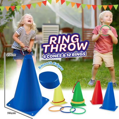 CreativePower outdoor games for kids set birthday party games for outside party tossing games garden games egg race sack race rings (deluxe sports day set)