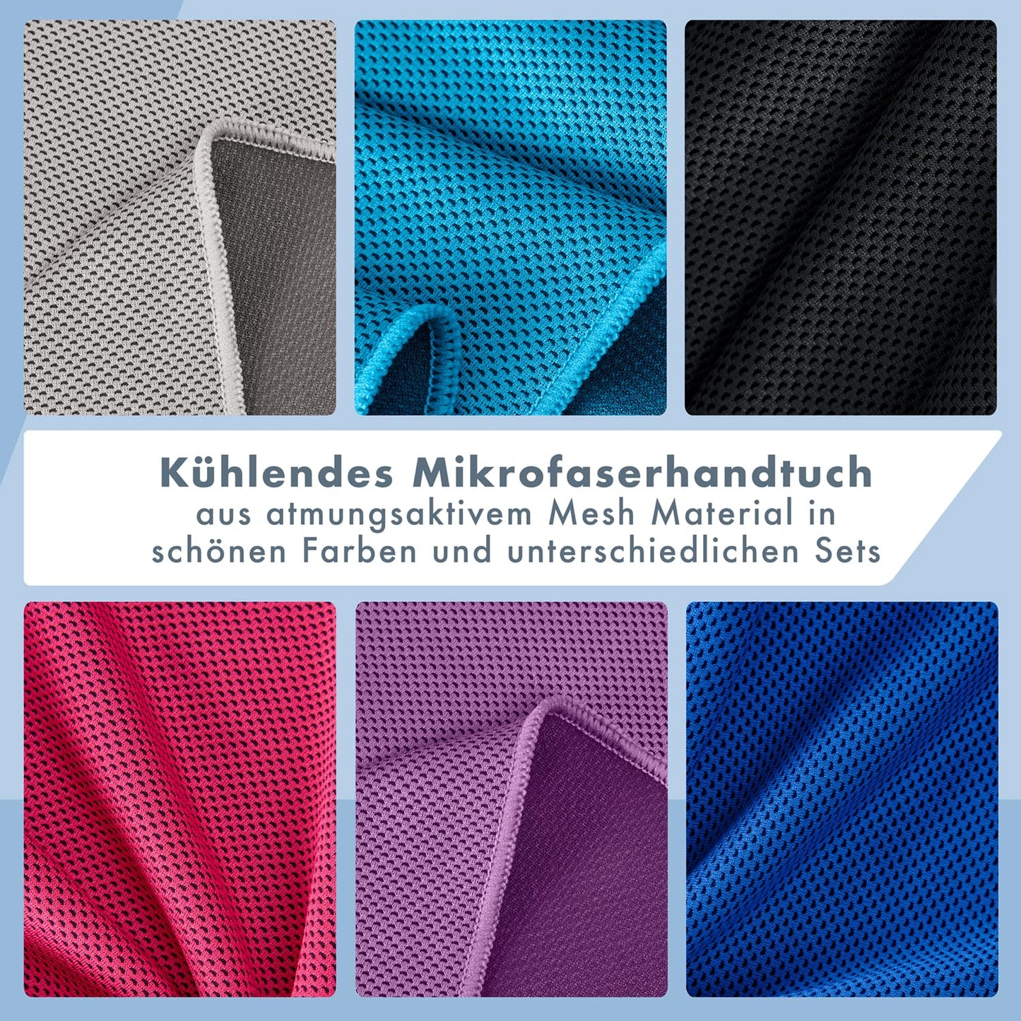 Blumtal Cooling Towel 3-pack - cooling towel for sports - microfiber towel with cooling function - fitness towel 100x30 cm - cool towel with pocket - royal blue