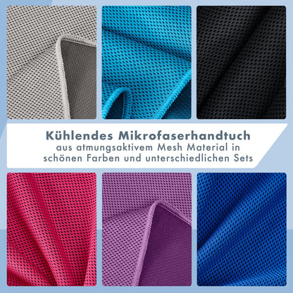 Blumtal Cooling Towel 3-pack - cooling towel for sports - microfiber towel with cooling function - fitness towel 100x30 cm - cool towel with pocket - royal blue