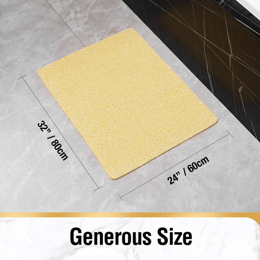 HITSLAM Non-Slip Shower Mat, 80x60cm Non-Slip Bathtub Mat with Drainage, Soft PVC Loofah Anti-Slip Mat for Bathtub, Quick-Drying Bath Mat, Beige