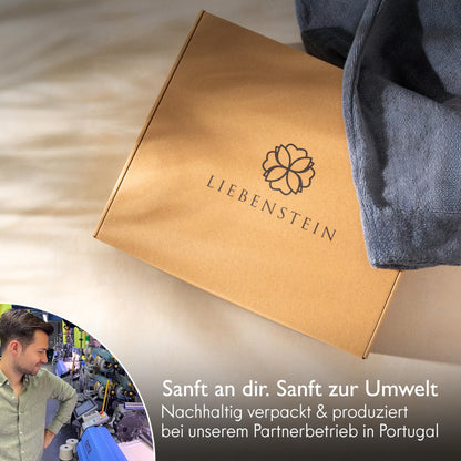 Liebenstein® Premium women's bathrobe made of 100% velvety soft cotton with hood - elegant fit in 3 sizes for the perfect cozy factor - women's fluffy & soft morning robe.