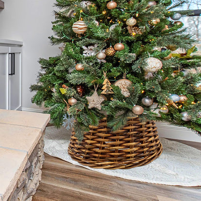 Natural 60cm Willow Rattan Christmas Tree Skirt - Cover for the tree stand - Christmas Tree Blanket Tree Collar Tannenbaum Rock