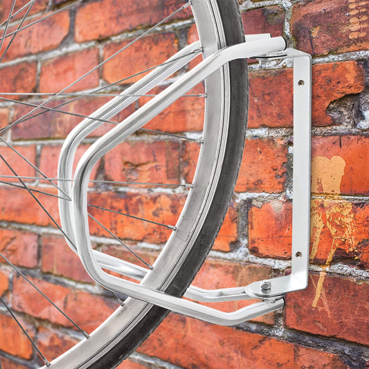Relaxdays 2 x bike stands in set, wall-mounted as individual stands, adjustable, dimensions (HxWxD): 32.5 x 9 x 28.5 cm, silver.