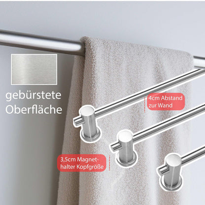 Stainless steel towel holder with magnetic attachment in 7 lengths 40-100cm (50cm)