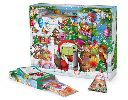 tetesept Kids Advent Calendar 2025 with fun bath additives & great surprises, e.g. magic pad, tattoos, etc. – Children's advent calendar for bathing, crafting, puzzling, solving puzzles, and painting.