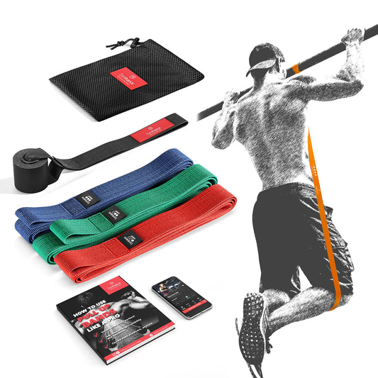 Fabric Textile Fitness Band: Pull Up Resistance Band + Training eBook - THE Latex Pull Up Resistance Band | Pull Up Support Pull Up Band Gymnastics Band Loop Sports Stretching Fitness Training Band Sport Band