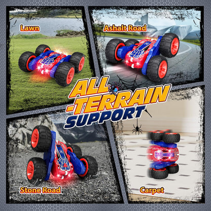 Tecnock 2025 Remote Control Car with 2.4 GHz Remote Control 360° Flip Stunts Rc Car Monster Truck with Colorful Lights for Ages 6-12 Outdoor Toy Gift for Young Children