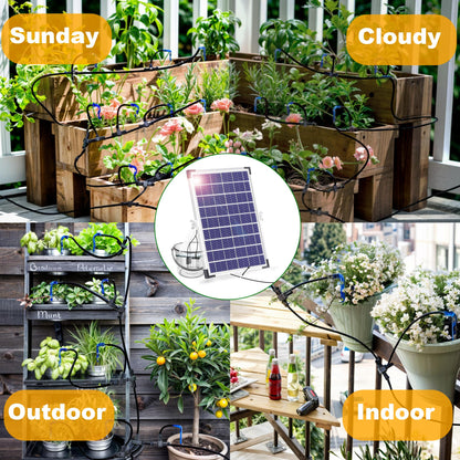 RISINGUP Solar Irrigation System for 30 pots, Plant Watering Devices Solar-powered automatic DIY irrigation system, garden irrigation system with 12 time modes for outdoor gardens.