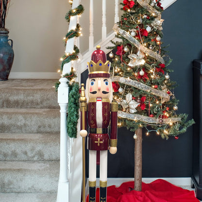 AI Store 120 cm Christmas Nutcracker Lifesize Large XXL Wooden Nutcracker Figure Christmas Decoration (Red King)