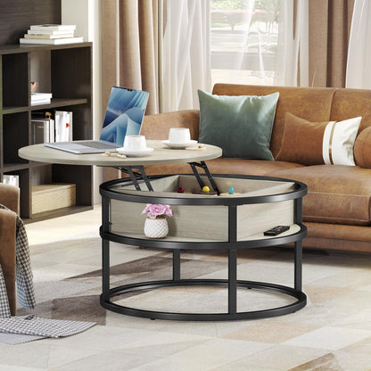 YITAHOME round coffee table with lift-up top, living room table with hidden storage compartment, round side table with space for home office, circular center tables for living room.