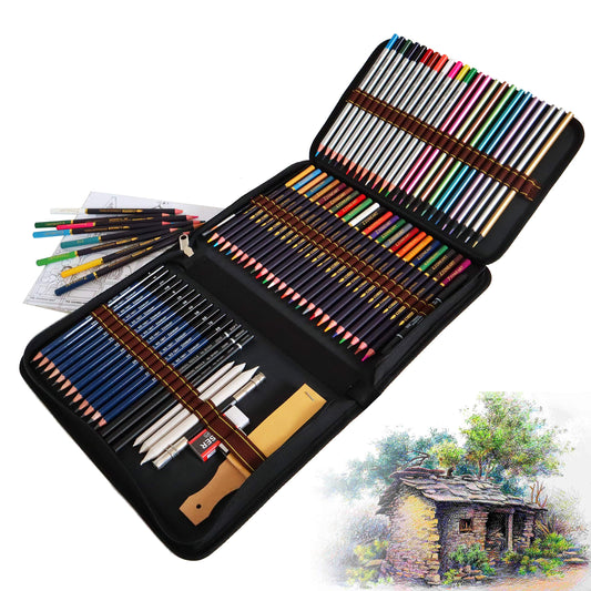 CROSS Colored Pencils Set for Adults, 24 Watercolor Brush Pens, 12 Colored Pencils, 12 Metallic Brush Pens, 12 Pencils and Accessories for Experienced Artists, Professionals, and Colorists.