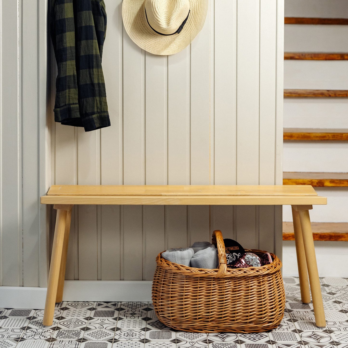 Creative Home Large Picnic Basket Wicker Basket with Handles Shopping Basket Car Basket | 45 x 32 x 34 cm (+/- 1 cm) | Large, Lightweight | Natural Brown | Handwoven | Versatile, Durable Easter Basket Woven