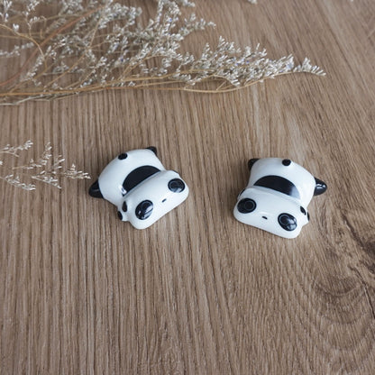 Reusable fiberglass chopstick set with panda design - 2 pairs of dishwasher-safe chopsticks + ceramic rest - elegant Chinese gift