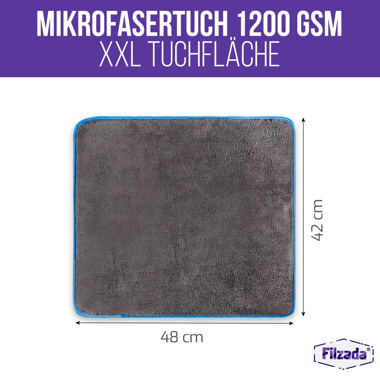 Filzada® 5x Gentle Microfiber Towel for Cars with 1200 GSM - Incredible Absorbency and Lint-Free Thanks to Extremely Soft Microfiber - Car Polishing Cloths for Professional Auto Care in 42x48cm (3)