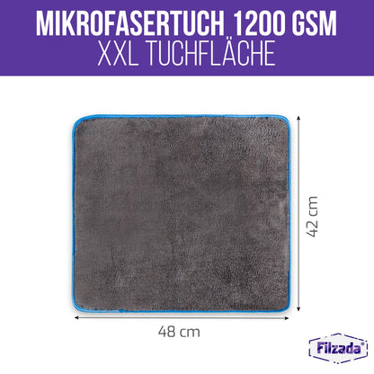 Filzada® 5x Gentle Microfiber Towel for Cars with 1200 GSM - Incredible Absorbency and Lint-Free Thanks to Extremely Soft Microfiber - Car Polishing Cloths for Professional Auto Care in 42x48cm (3)