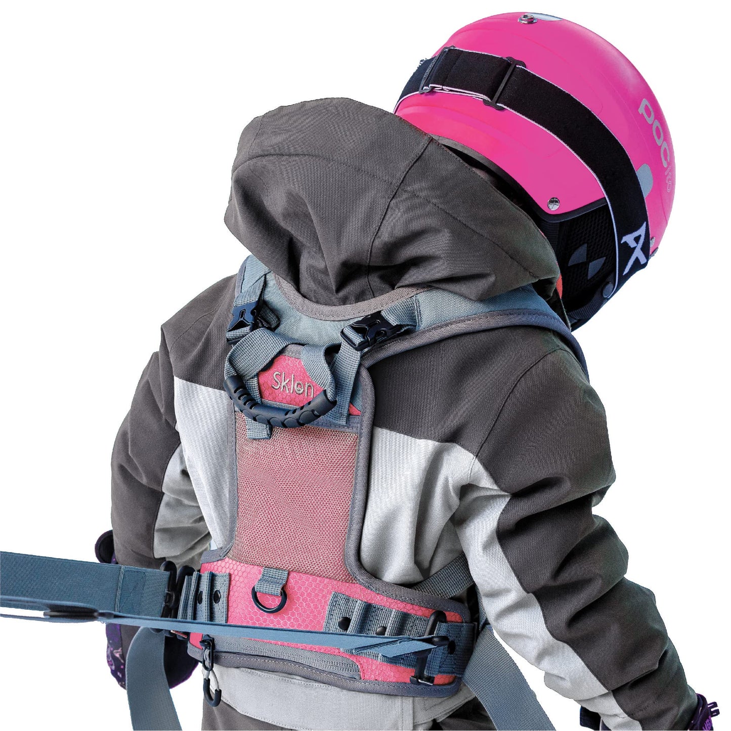 Sloping Ski and Snowboard training harness for kids - Teach your child the basics of skiing and snowboarding (Pink)