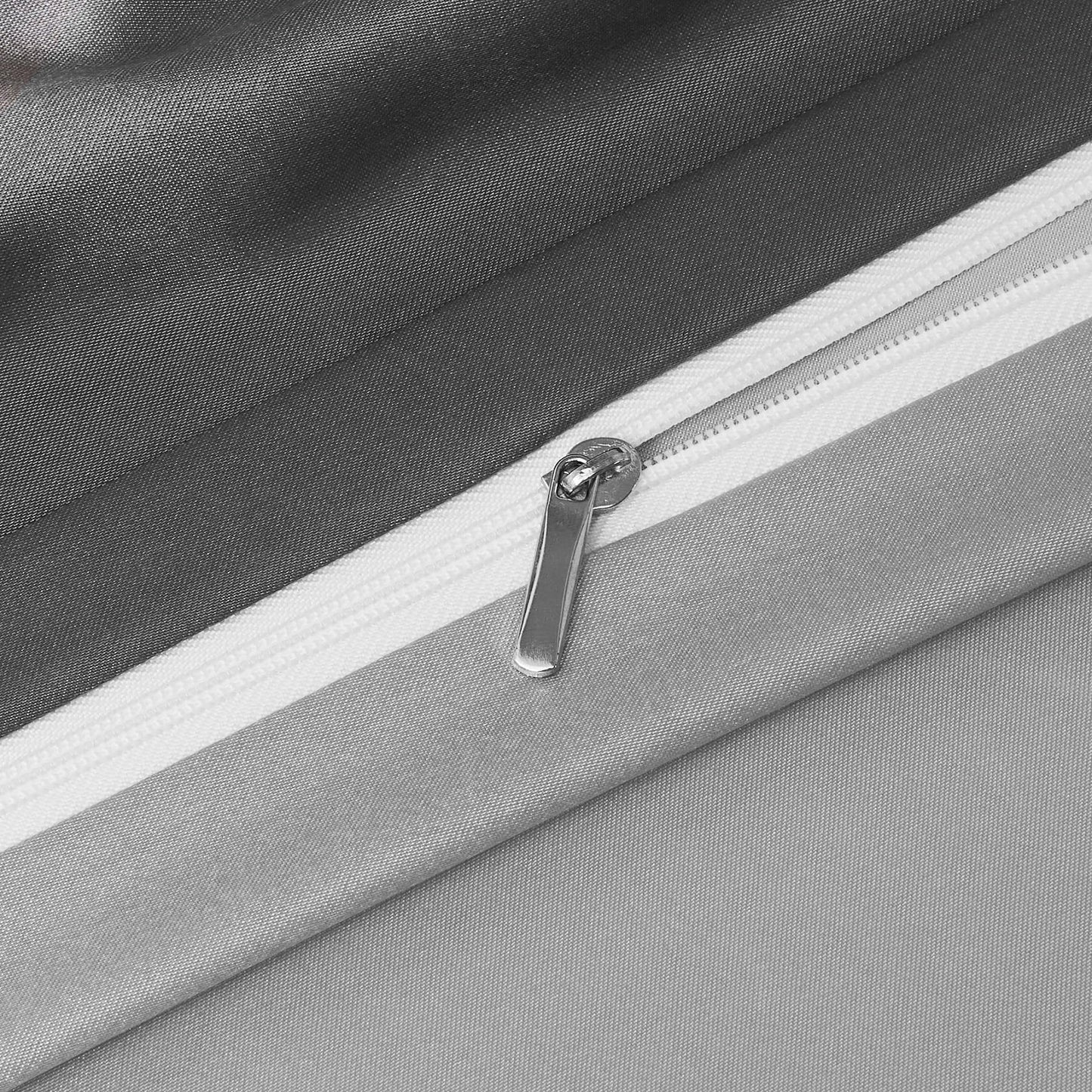 YASMENG Satin Bedding 220x240 Dark Gray Light Gray Duvet Cover Set Deluxe Silk Reversible Bedding 3 Pieces With Zipper And 2 Pillowcases 80x80 cm - Smooth Shiny Silky