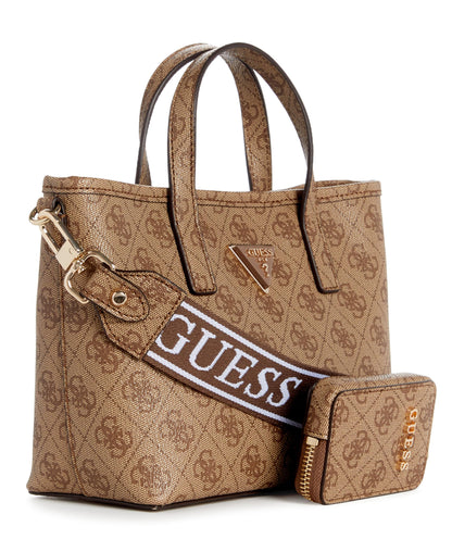 GUESS Women's Latona Tote Mini Handbag, Shoulder Bag, Latte Logo