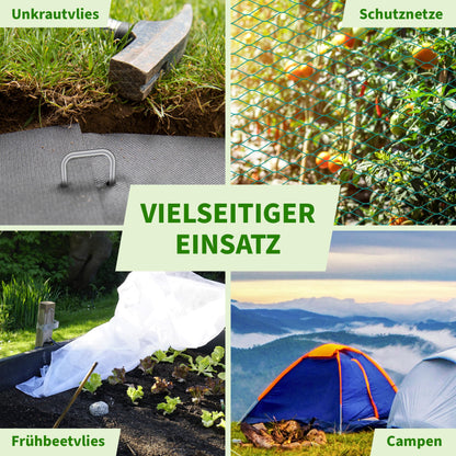 TTL Garden 100x Ground Anchors 150 x 25 x Ø 2.9 mm - galvanized & hardened carbon steel pegs for weed control fabric, garden fleece, fence, bird netting, camping - anti-rust, durable, and rust-free.