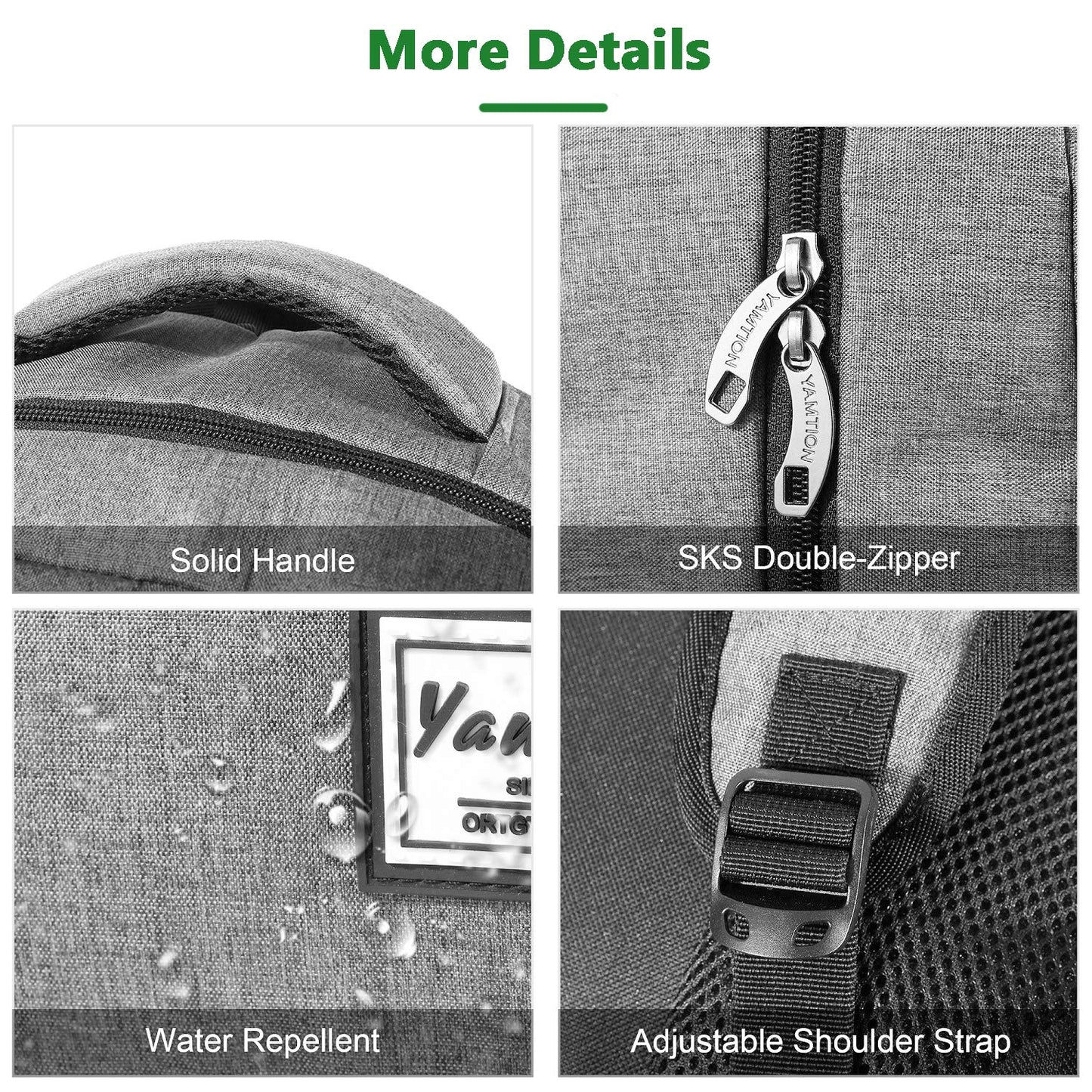 YAMTION backpack with laptop compartment, USB charging port for students and men. Ideal for school and work, 35L capacity.