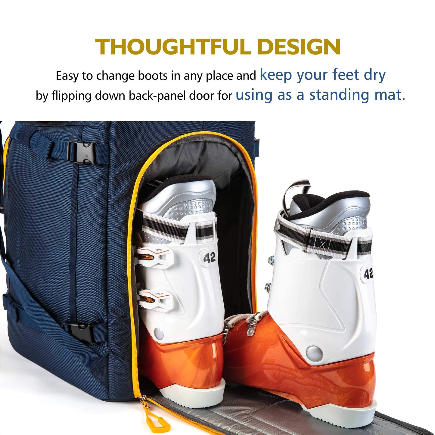 Unigear ski boot bag with helmet compartment and backpack straps, ski backpack ski boot backpack with helmet pocket, ski bag for ski boots, ice skates, snowboard, inline skates