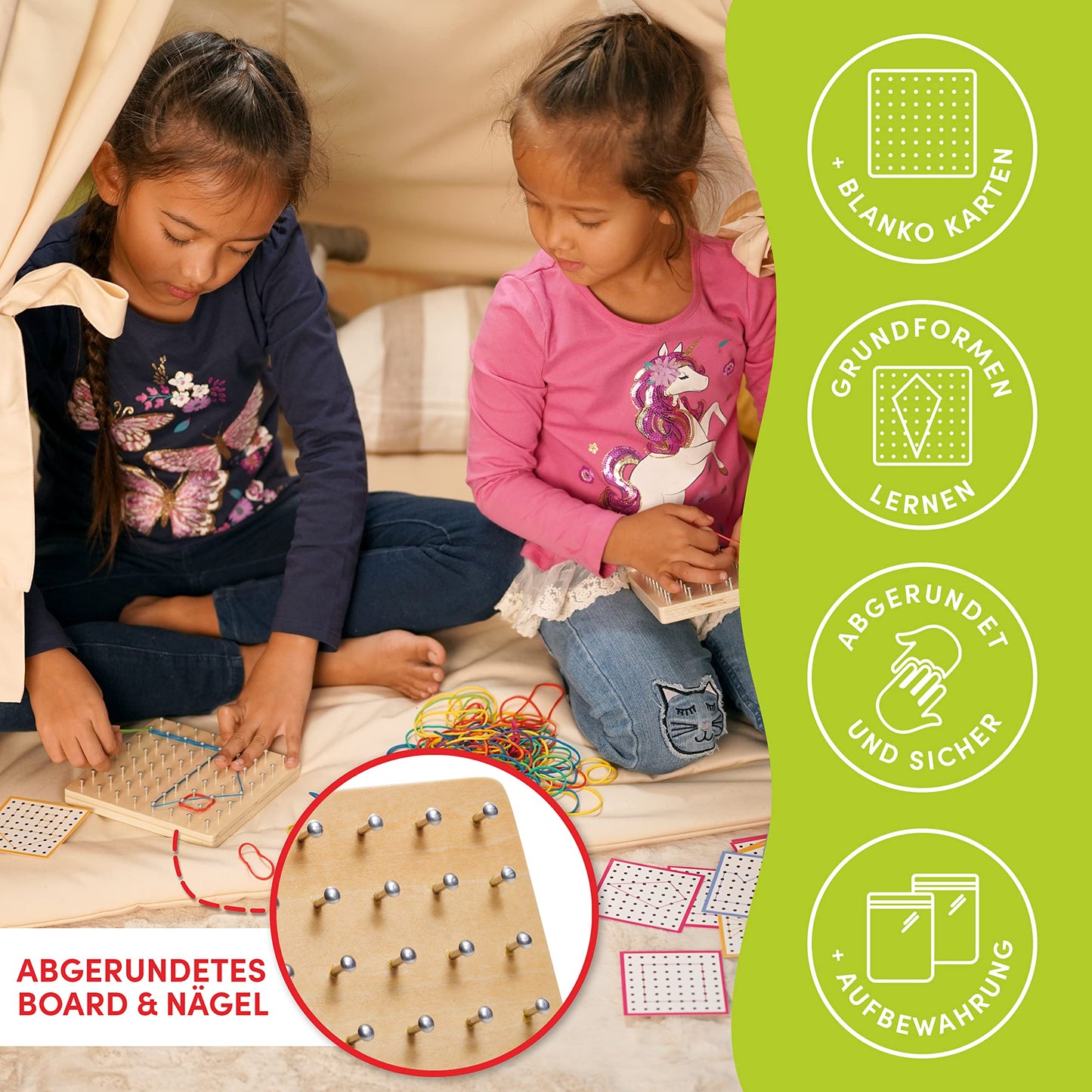 CUBIDI® Creative Montessori Toy Geoboard for Countless Exciting Shapes - Fine Motor and Educational Toy - Geoboard Toy for Boys and Girls 5 Years and Up