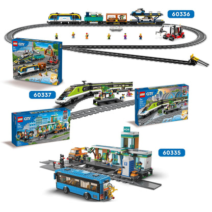 LEGO City Trains - High-speed Passenger Train - Remote-controlled train with working headlights, 2 carriages, 24 track pieces & 6 minifigures - Gift for boys & girls ages 7+ - 60337