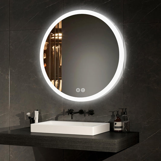 EMKE round 50cm bathroom mirror with lighting, touch switch, 3 dimmable light colors, anti-fog, memory function.
