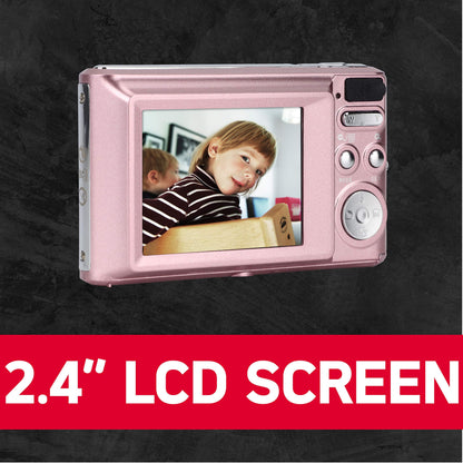 AGFA Photo Realishot DC5200 - Compact digital camera, 21MP, 2.4" LCD screen, 8X digital zoom, HD 720p video, lithium battery, SD cards, scene modes - Pink