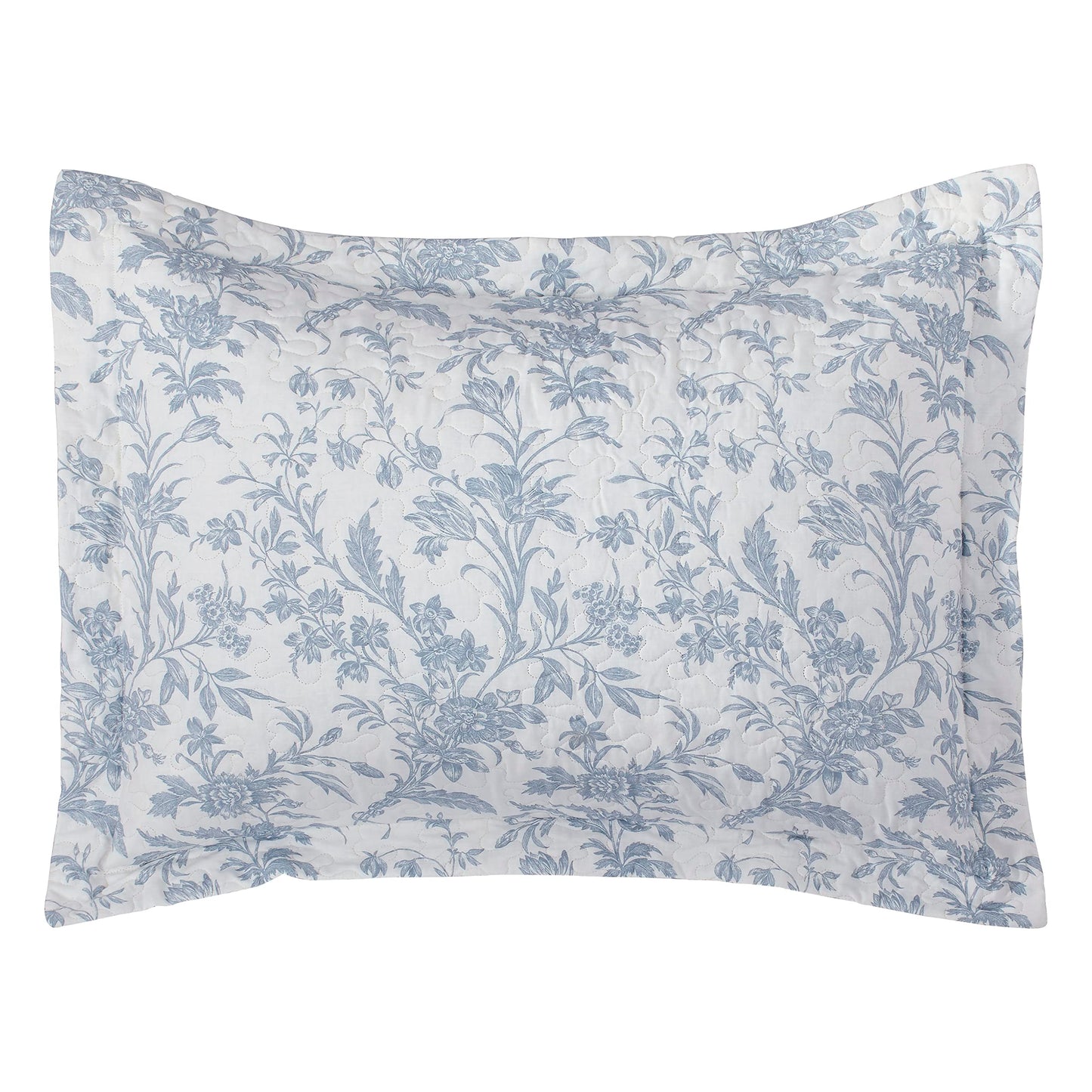 Laura Ashley - King size bedding set, cotton, reversible, with bonus pillowcase, all-season country home decoration (Amberley Blue, King)