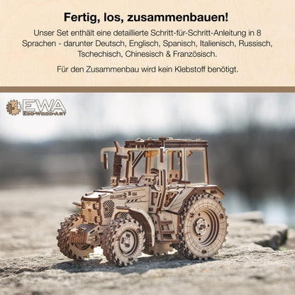 Tractor Wood Model Kit - DIY 3D Puzzle for Adults & Teens 14+ - Wood Puzzle for Adults & Teens with No Glue - Belarus-82 Tractor Model Wood Kit, EWA Eco-Wood-Art, 269 Pieces
