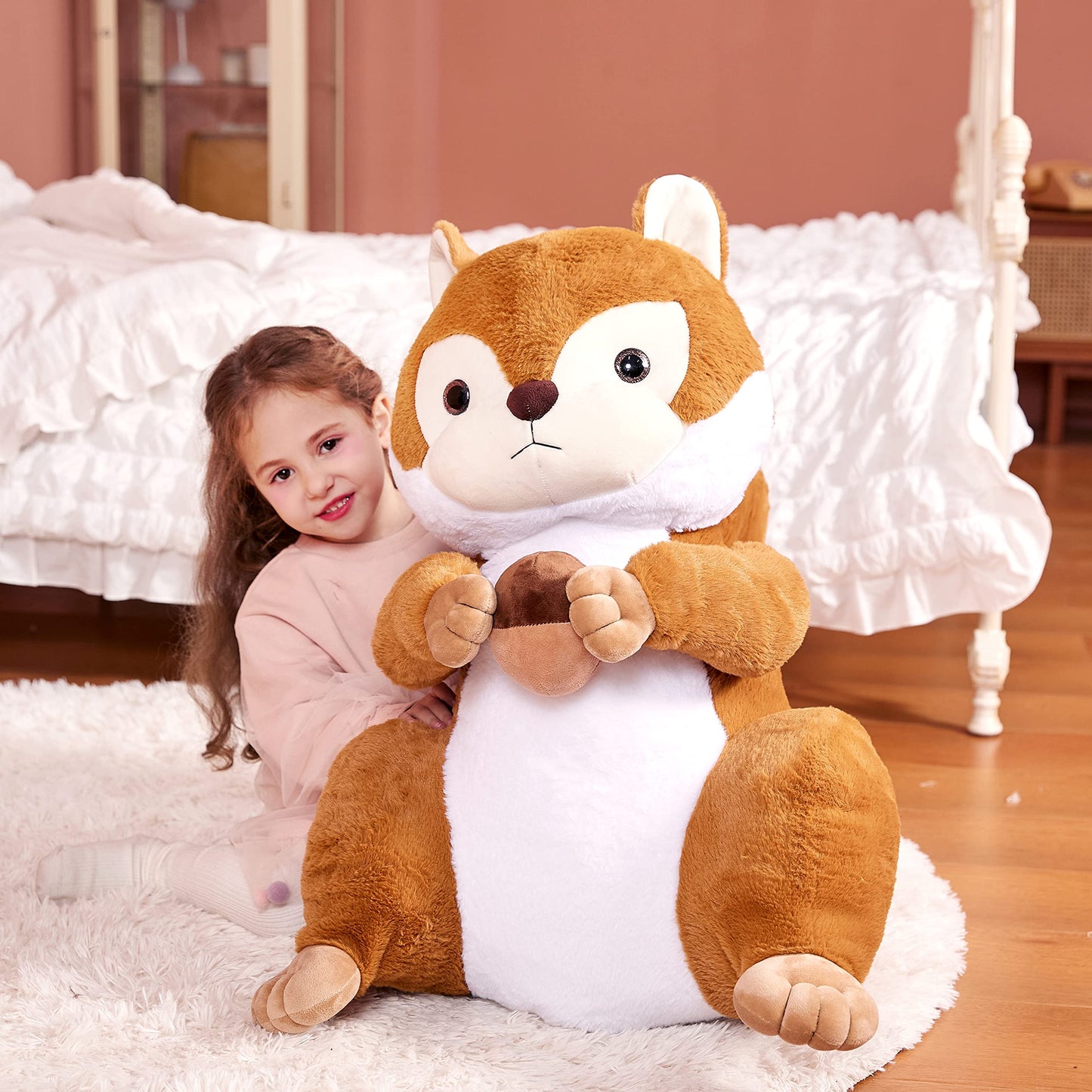 IKASA Big Squirrel Plush Toy Giant Stuffed Animal, 60cm Large Plush Huge Soft Jumbo, Gift for Kids