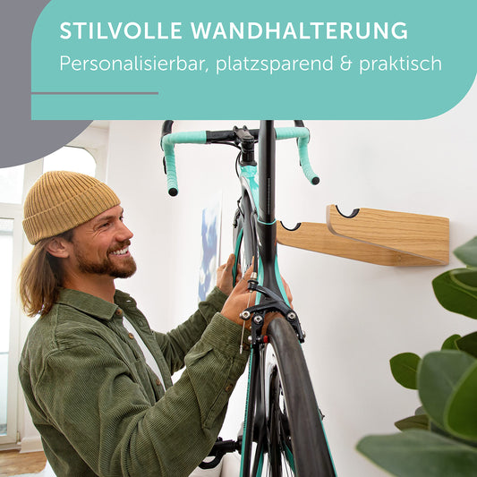 madeco Bike Wall Mount Wood - FlyBike S Oak - Design Bike Rack Wall Hanging for Home - Road Bike, Gravel Bike, Mountain Bike, Fixie, Singlespeed Bike Holder