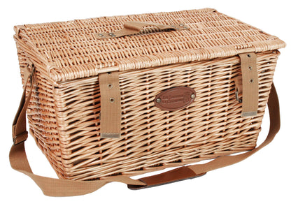 The Countess's Gardens - Picnic basket in wicker Concorde for 6 people, cooler, plates, wine glasses, aluminum timbales, fabric, 50 x 35 x 26 cm.