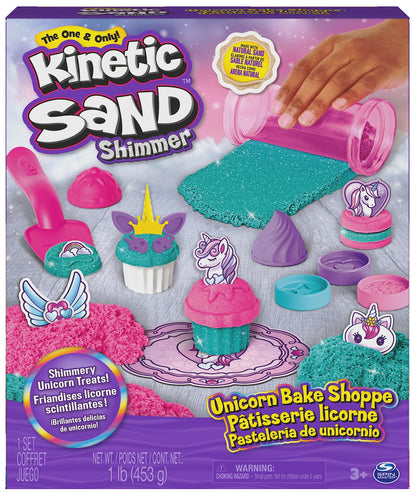 Kinetic Sand Unicorn Back Set - with 454 g of original kinetic sand from Sweden and lots of accessories for clean, creative indoor sand play and role-playing, for children aged 3 and up.