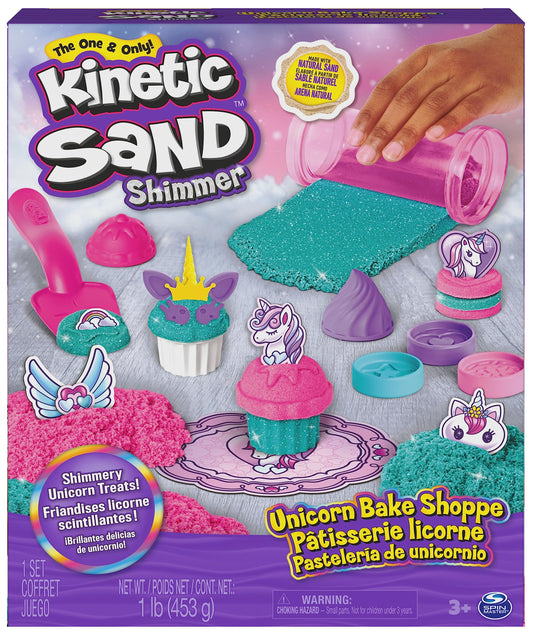 Kinetic Sand Unicorn Back Set - with 454 g of original kinetic sand from Sweden and lots of accessories for clean, creative indoor sand play and role-playing, for children aged 3 and up.